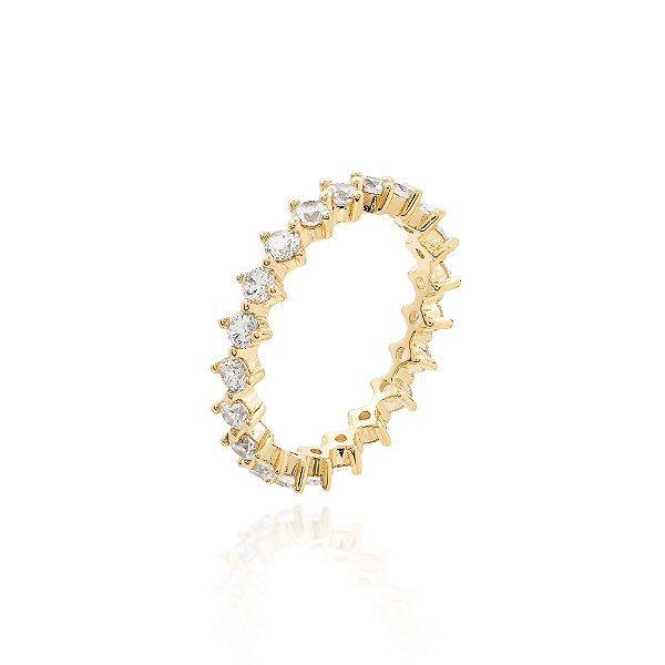 Anel cravejado 2mm cristal (escolha o tamanho)