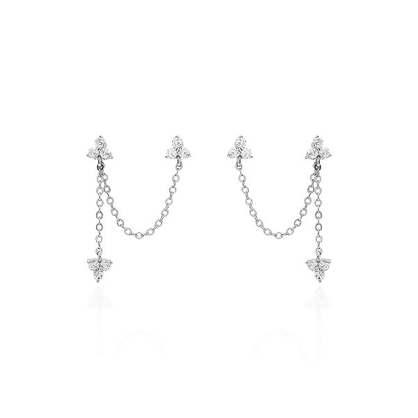 Brinco para dois furos na prata 925