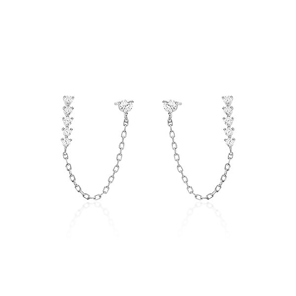 Brinco para dois furos na prata 925