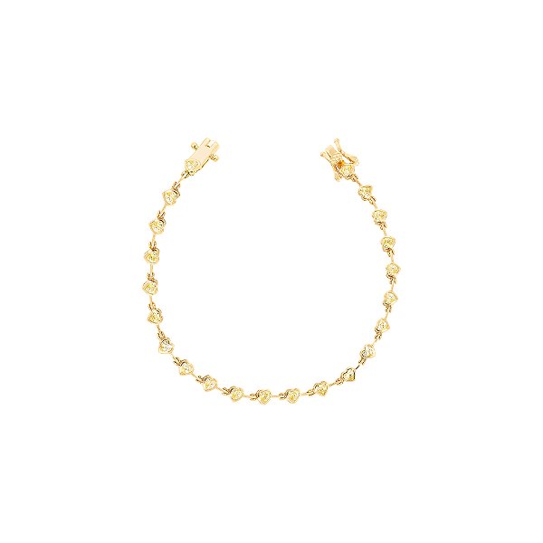 Pulseira fio faca com formaton de coração citrino na prata 925 com banho de ouro