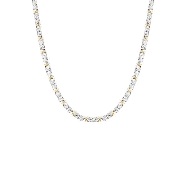 Colar riviera com pontos de luz e x na prata 925