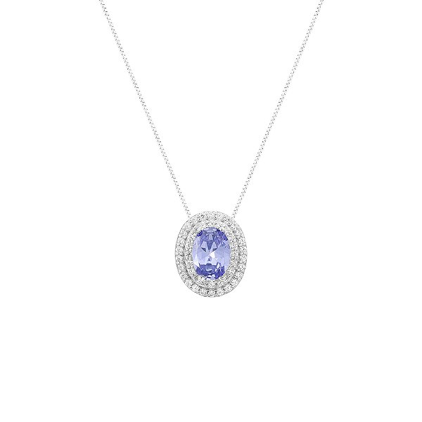 Colar oval tanzanita na prata 925
