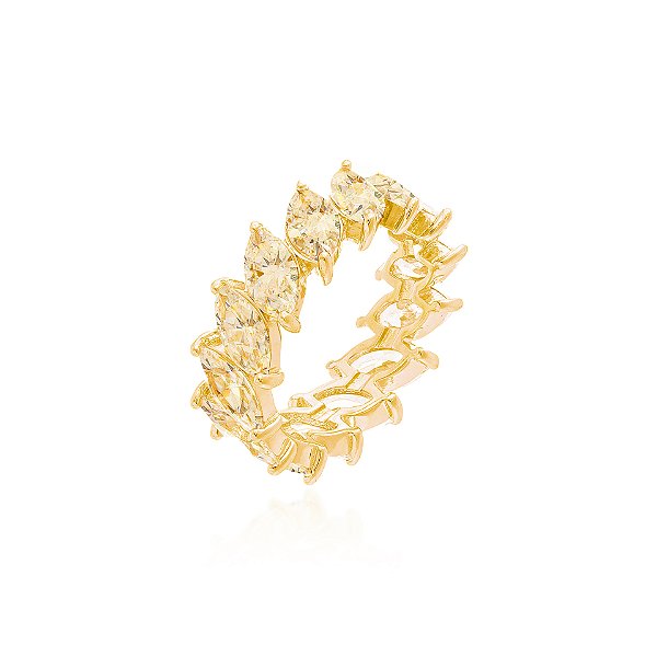 Anel navete torta citrino de prata 925