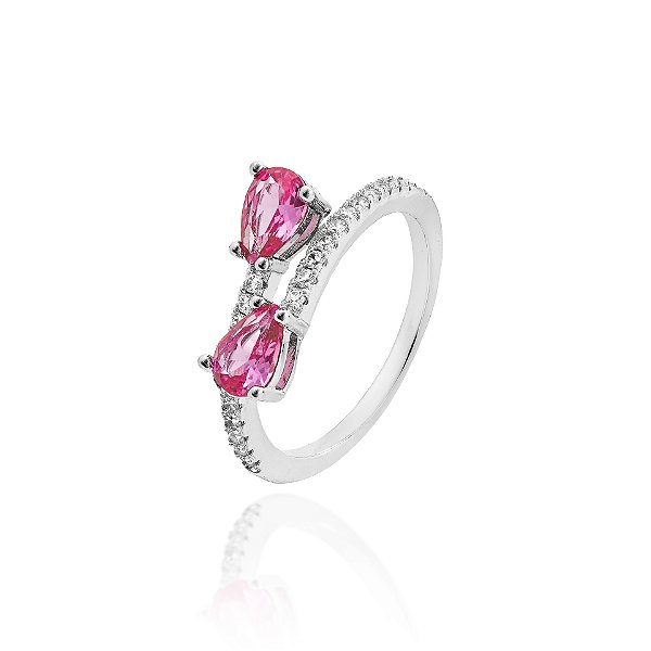 Anel duas gotas pink