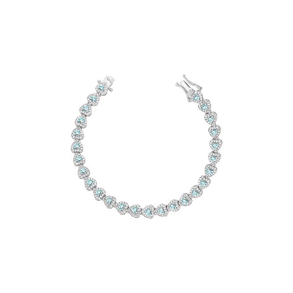 Pulseira riviera em formato de corações acqua