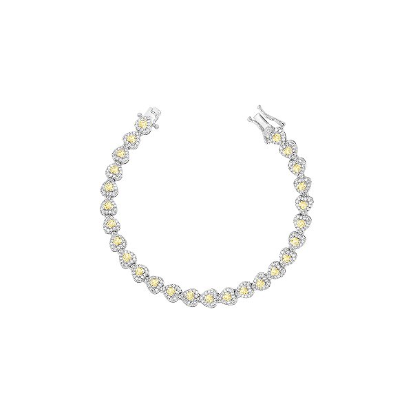 Pulseira riviera em formato de corações citrino