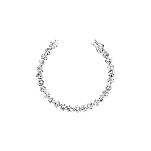 Pulseira riviera em formato de corações tanzanita