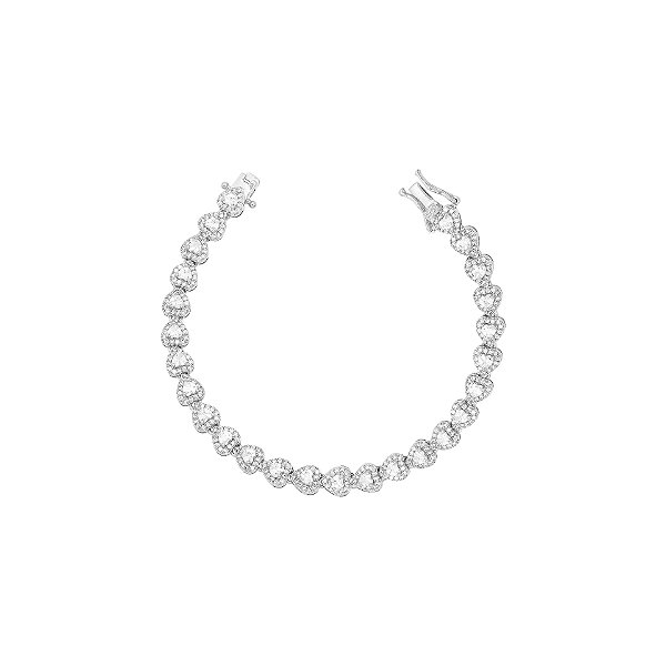 Pulseira riviera em formato de corações cristal