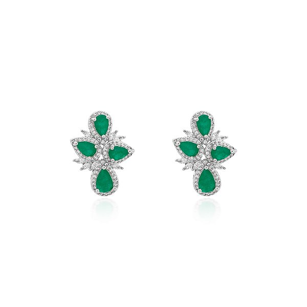 Brinco earcuff quatro gotas esmeralda