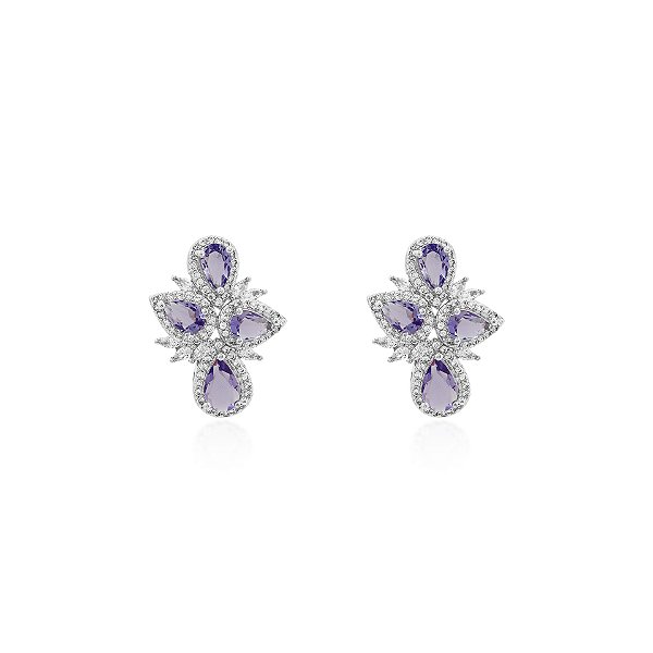 Brinco earcuff quatro gotas tanzanita