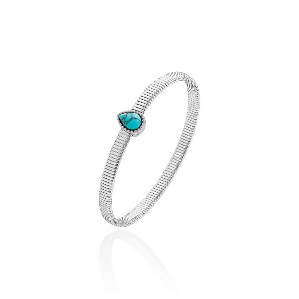 Pulseira malha com gota turquesa