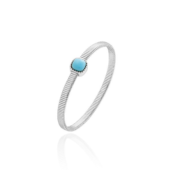 Pulseira malha com quadrada turquesa