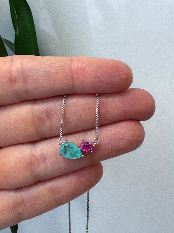 Colar duas gotas colombiana e pink