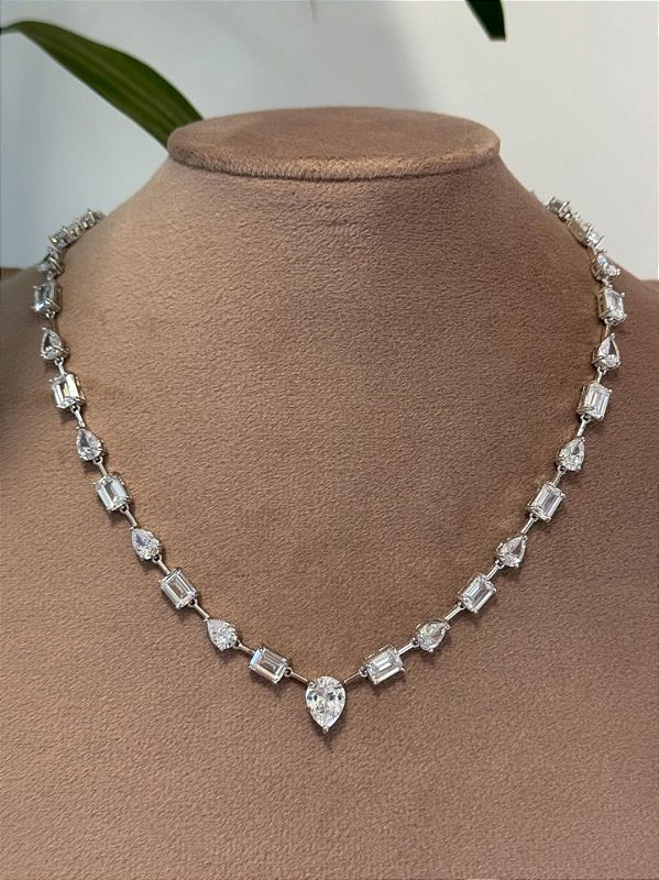 Colar riviera fio faca cristal