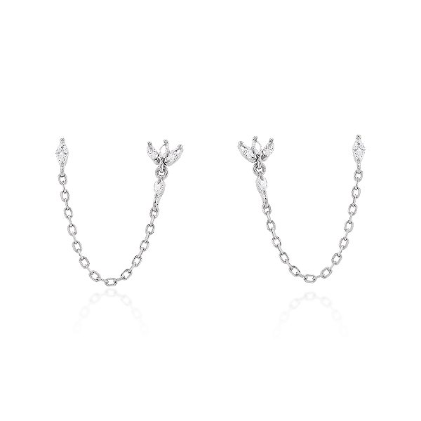 Brinco para dois furos na prata 925