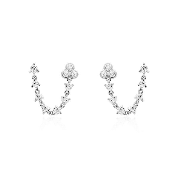 Brinco para dois furos na prata 925