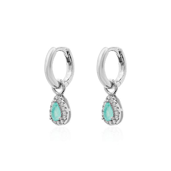 Argola com gota colombiana pendura na prata 925