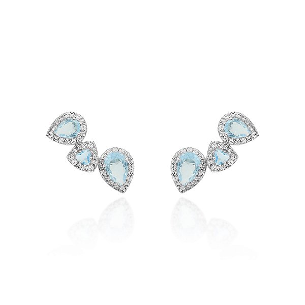 Brinco earcuff gotas e triângulo acqua