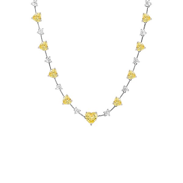 Colar fio faca de corações citrino e cristal