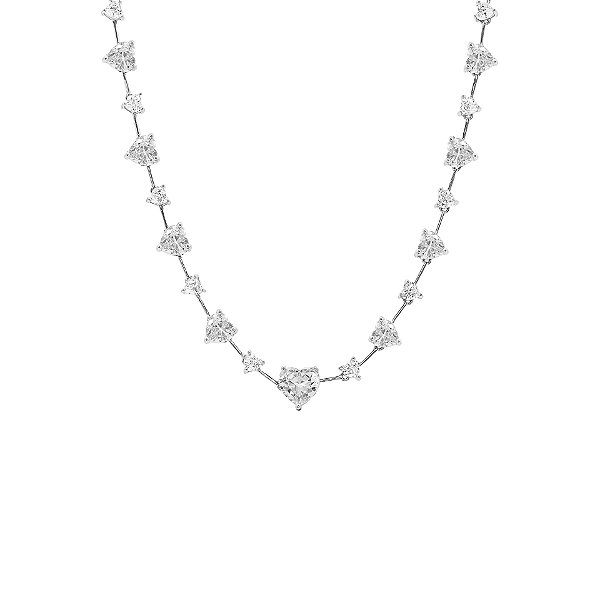 Colar fio faca de corações cristal