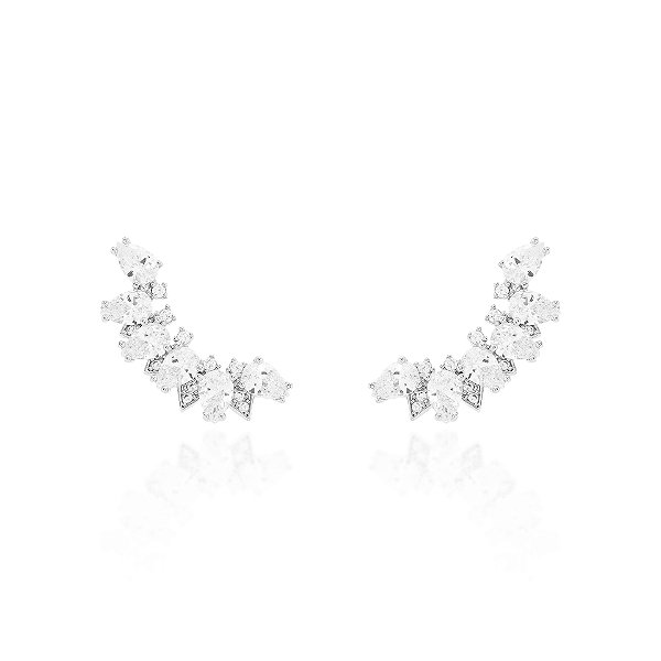 Brinco earcuff seis gotas cristal