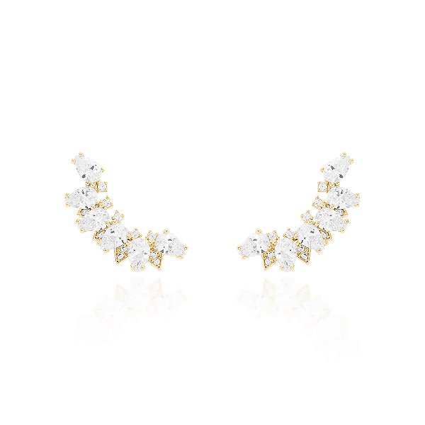 Brinco earcuff seis gotas cristal