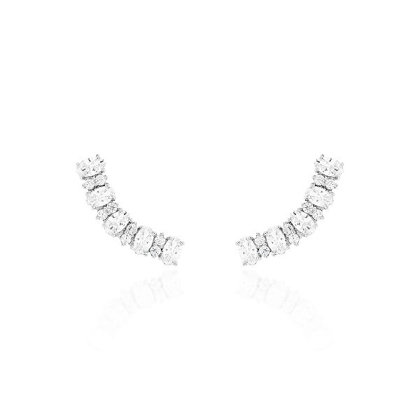 Brinco earcuff oval cristal