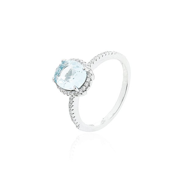 Anel oval 7mm acqua prata 925 (escolha o tamanho)