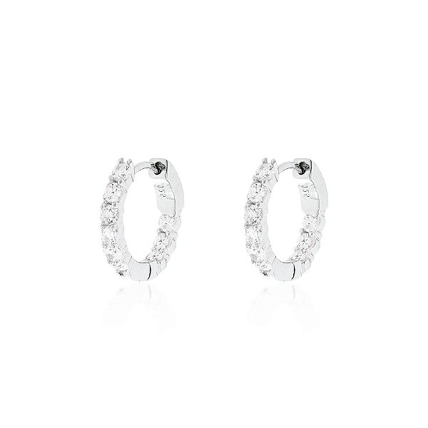 Argola cristal na prata 925