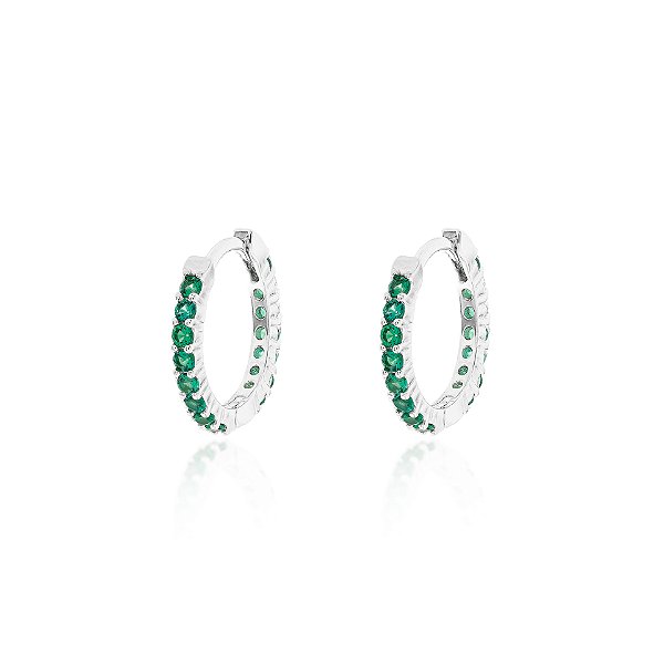 Argola esmeralda na prata 925
