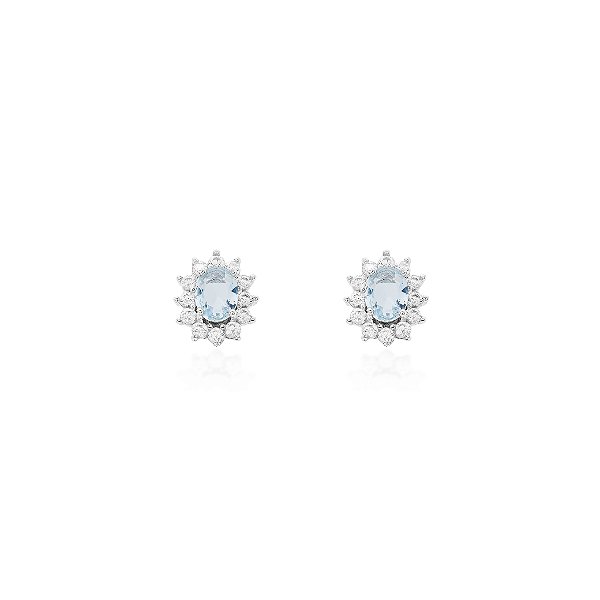 Brinco oval 7mm acqua prata 925