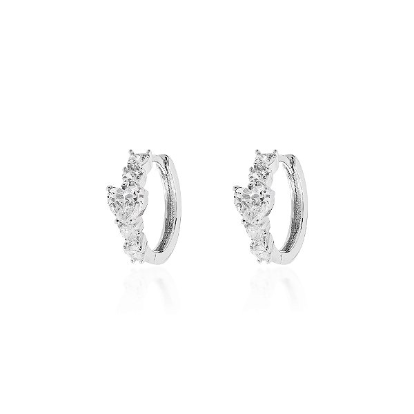 Argola com coração cristal