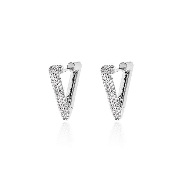 Argola triangular  cravejada grande