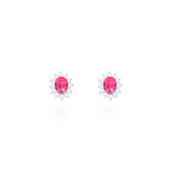 Brinco oval 7x8 pink