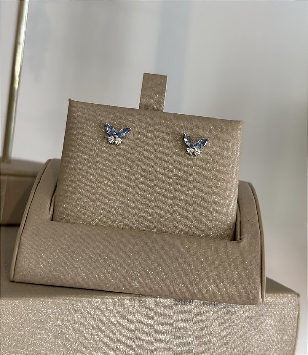 Brinco de borboleta acqua na prata 925