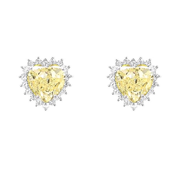 Brinco de coração citrino na prata 925