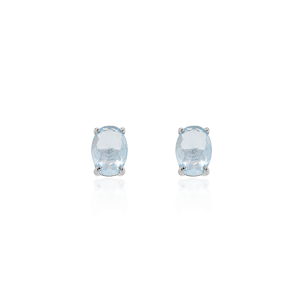 Brinco oval 5x6 acqua na prata 925