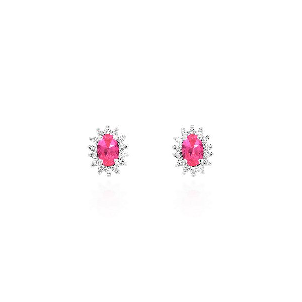 Brinco oval 7x9 pink