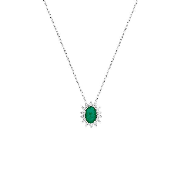 Colar oval 7x9 esmeralda
