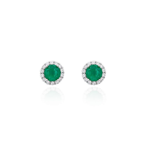 Brinco redondo 9mm esmeralda