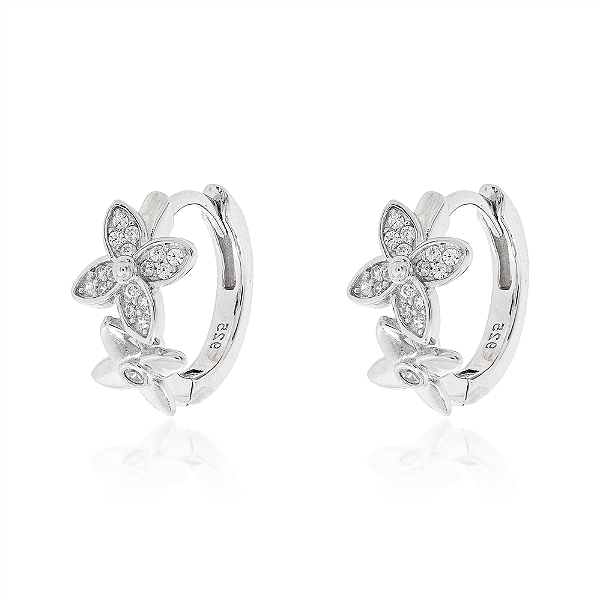 Argola com trevos na prata 925