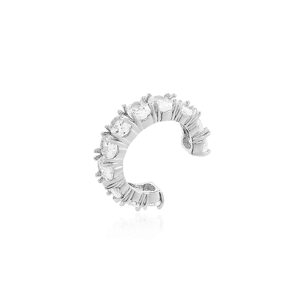 Piercing fake pedra oval cristal na prata 925