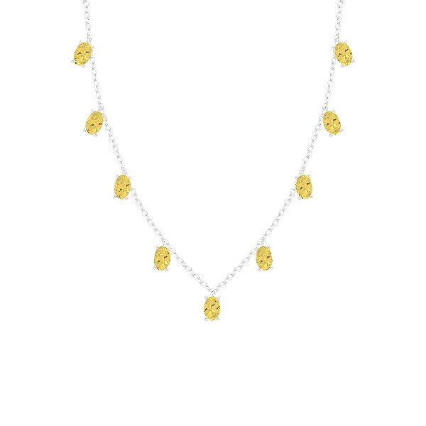 Colar com pedra penduradas citrino na prata 925