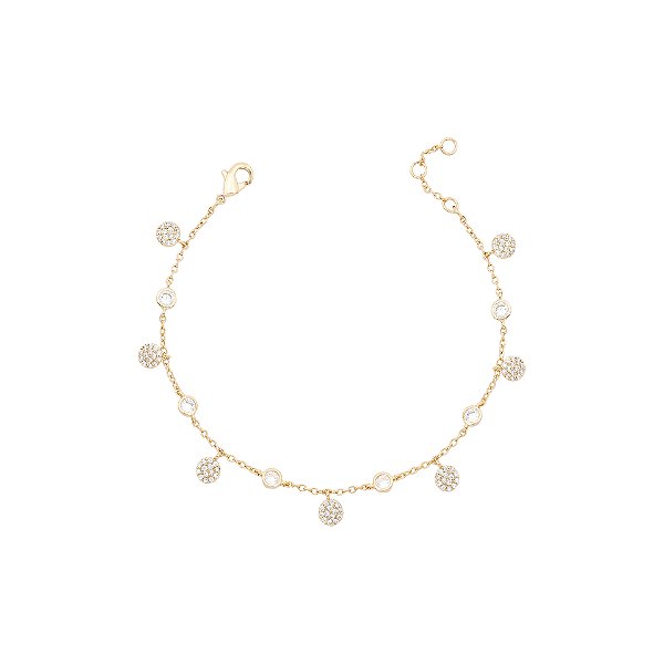 Pulseira com pontos de luz e e bolinha cravejada