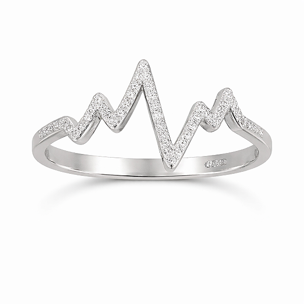 Anel de batimentos cravejado na prata 925 (escolha o tamanho)