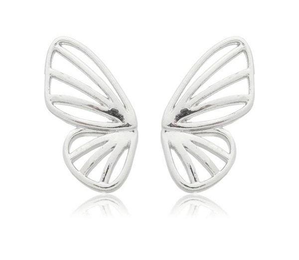 brinco meia borboleta na prata 925