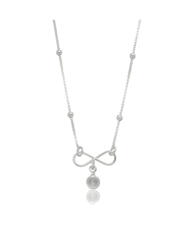 colar infinito com ponto de luz na prata 925