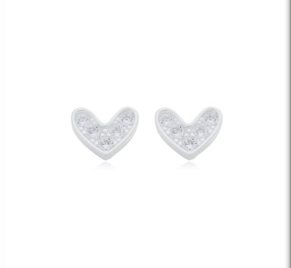 Brinco coração na prata 925