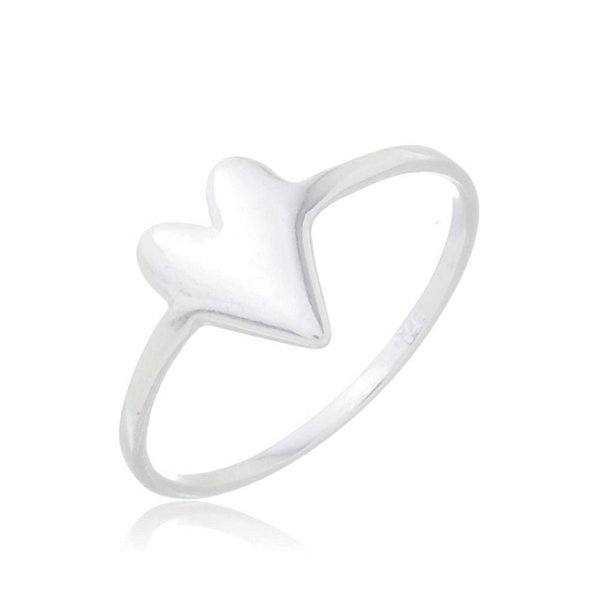 Anel de coração liso na prata 925 ( escolha o tamanho )