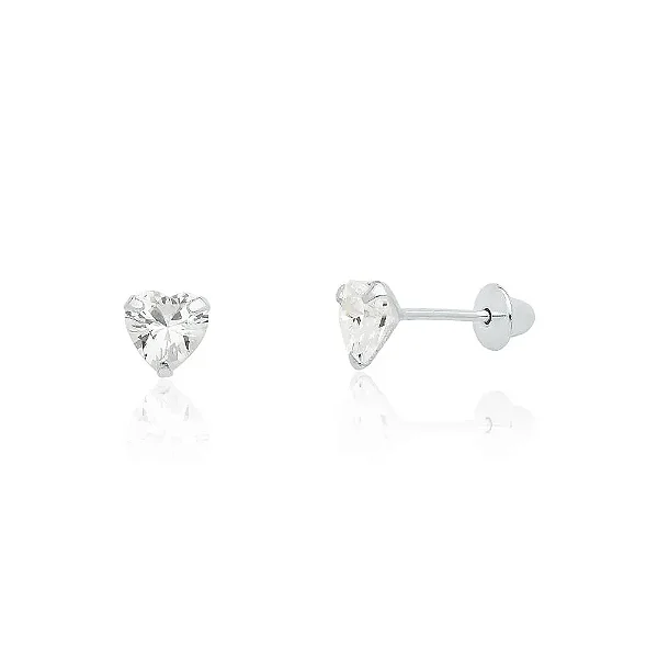 Brinco de coração tarraxa baby na prata 925 ( escolha o tamanho )